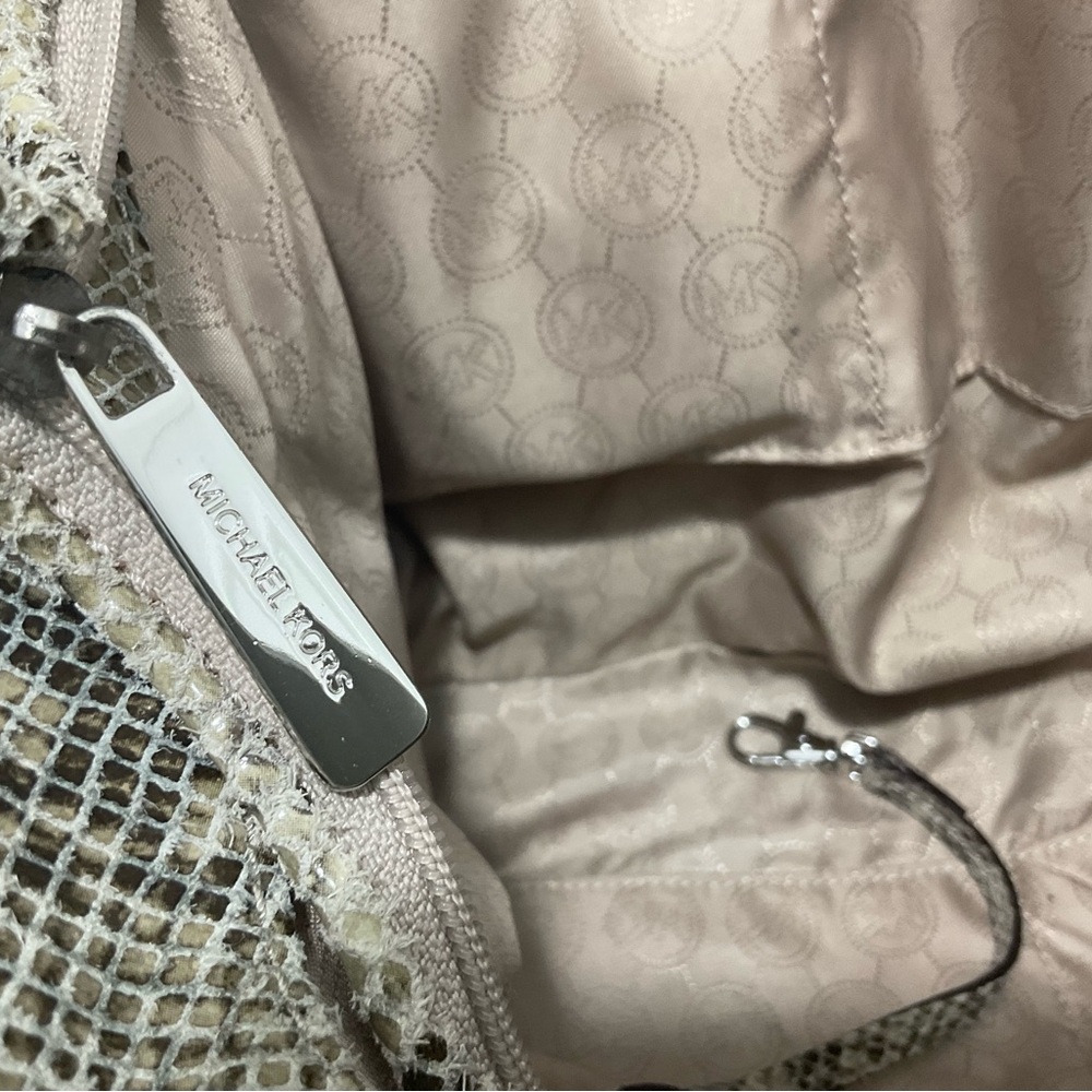 Michael Kors Python Embossed Leather Shoulder Tote Bag - Picture 9 of 12